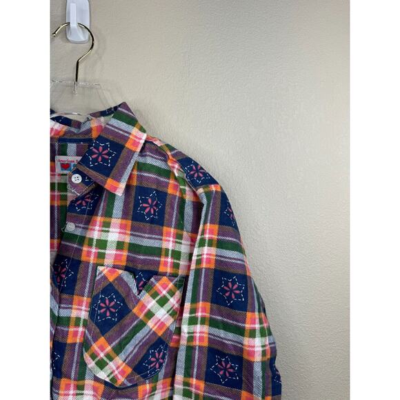 Vintage American Sweetheart Women's Plaid Button Up‎ Flannel Shirt Size PM Boho - Picture 4 of 10